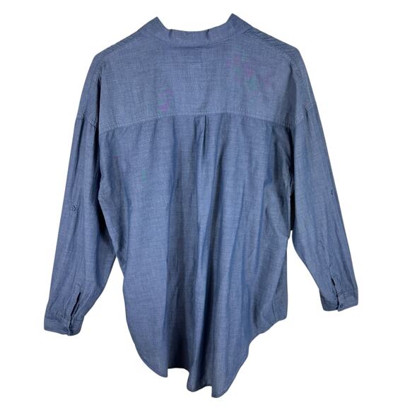 Andrea Jovine AJ 100% Cotton Lightweight Roll Tab Sleeve Button Up Shirt Size L - Picture 2 of 7